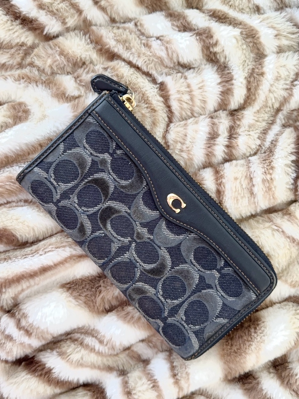 Coach Denim Signature Zip Wallet